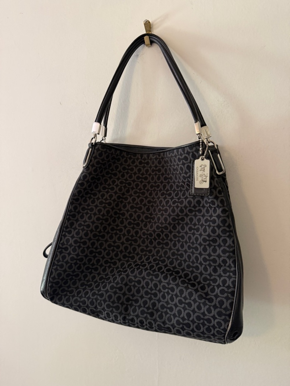 Coach Pheobe Black Signature Jacquard Shoulder Bag